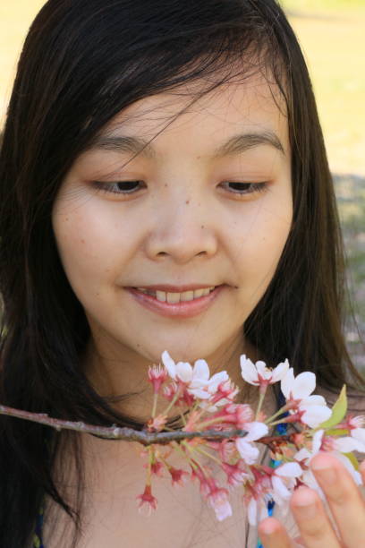 istock Woman and Cherry Blossoms 1313496182