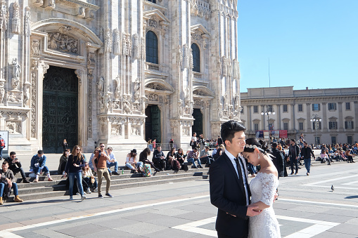 Chinese marriage, Duomo square, Milan, Italy