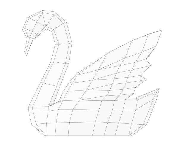 istock contour polygonal swan, simple polygonal animal, geometric style swan, 3d render 1313499566
