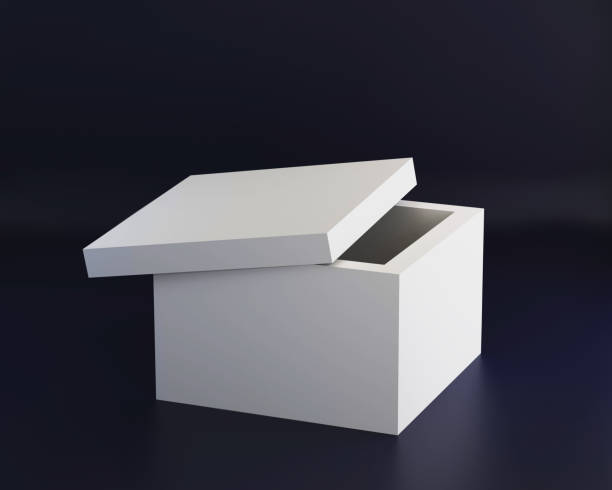 proste puste kartonowe otwarte pudełko z pokrywką, render 3d - open container lid jewelry zdjęcia i obrazy z banku zdjęć