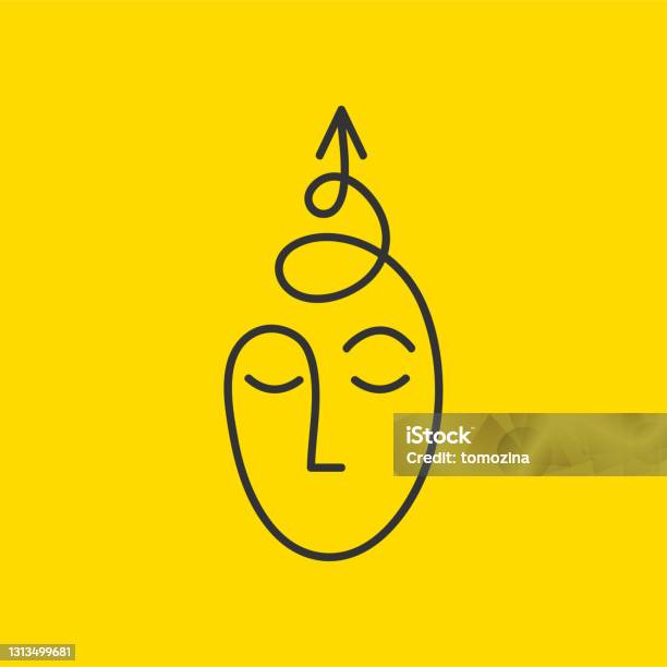 Sketch Of Male Head With Spiral Arrow Abstract Hand Drawn Symbol Of Development Stock Illustration - Download Image Now
