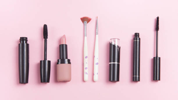 istock Beautiful cosmetic accessories on a pink background. 1313500968