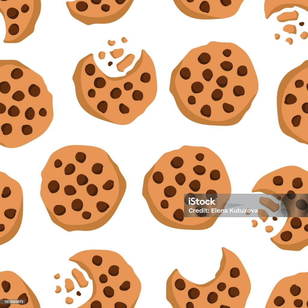 Small Cookies Pattern Cookies Seamless Pattern Simple Cute Cookie Flat Vector Backdrop Hand ...