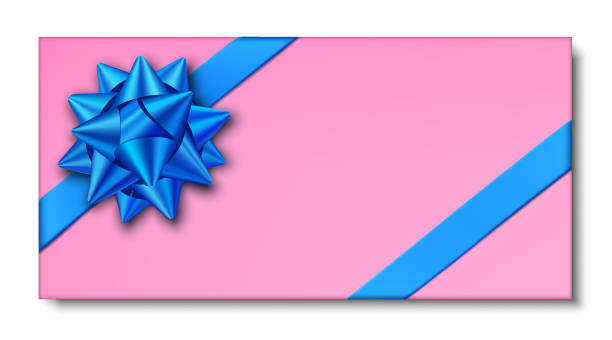 ilustraciones, imágenes clip art, dibujos animados e iconos de stock de caja de regalo rosa con arco de regalo azul y cintas - birthday present christmas pink white background