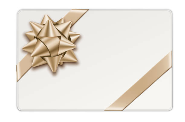 istock Gift Card with Gold Gift Bow and Ribbons 1313502324