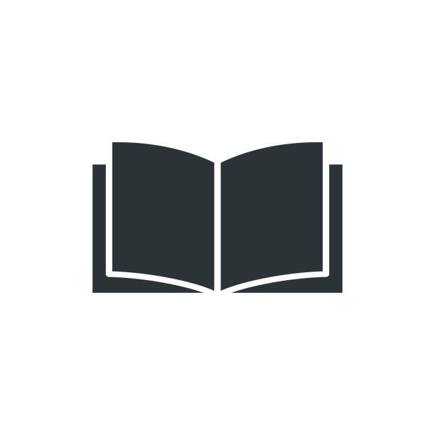kitap simgesi. sayfaları açın. eğitim sembolü. kitap siyah siluet. - book stock illustrations