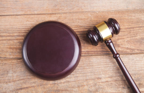 istock Law and justice concept. Wooden background. 1313503235