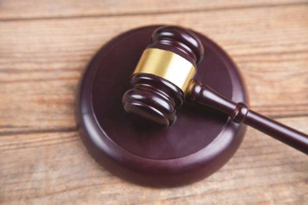 istock Law and justice concept. Wooden background. 1313503318