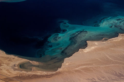 view of the red sea from a height, island