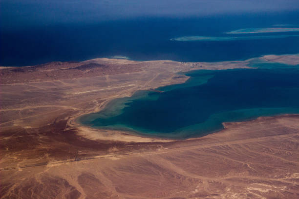 istock surface of the earth from above, island, lagoon, egypt 1313503664