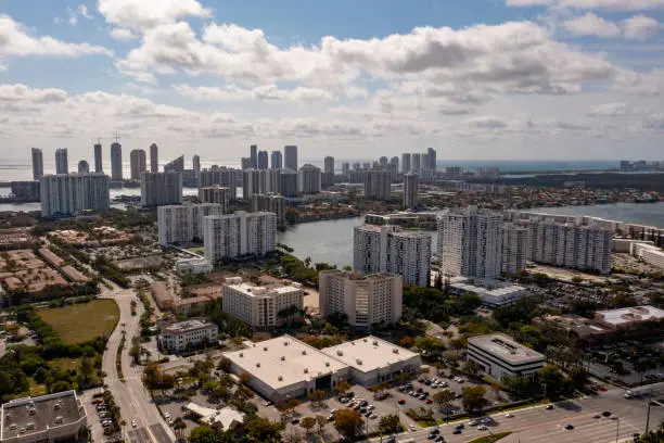 Aerial photo Williams Island Aventura FL a residential condominium island