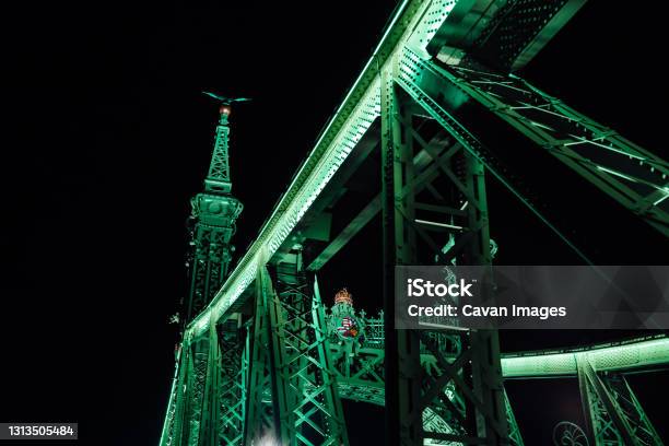 Old Iron Bridge Across The Danube River In Budapest Stock Photo - Download Image Now