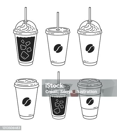Black Iced Coffee Cup And Original Iced Coffee Cup Cartoon Vector  Illustration Stock Illustration - Download Image Now - iStock
