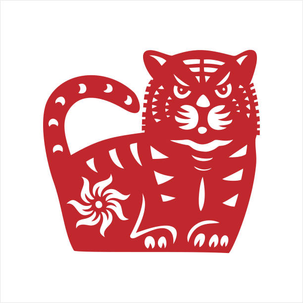 Vector illustration of Tiger, papercut tiger, chinese zodiac, year of the tiger, lunar new year, 2022, 2034