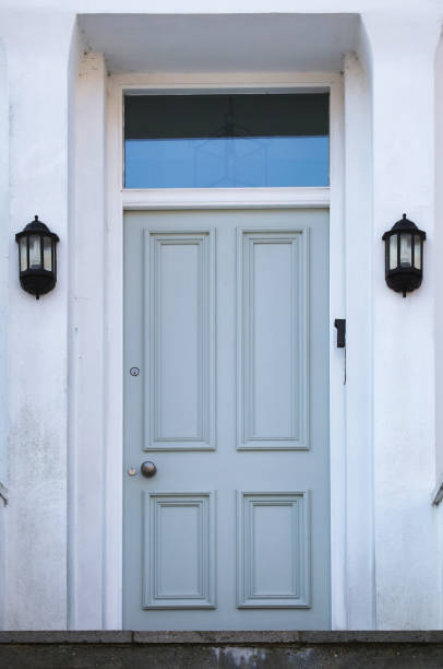 Eastbourne, England - April 20, 2021: British House Door, UK