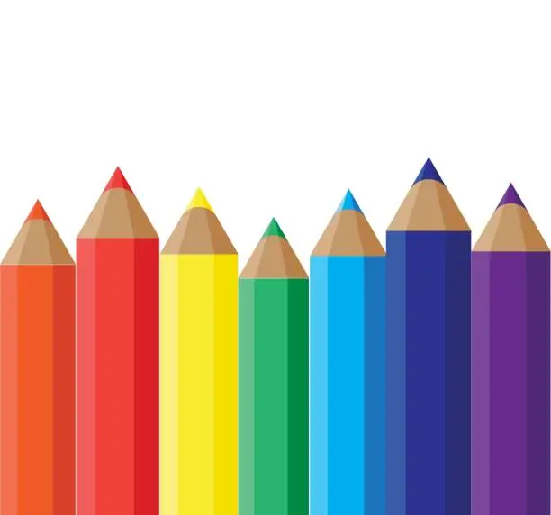 Vector illustration of Rainbow pencils set banner. Illustration in flat style.