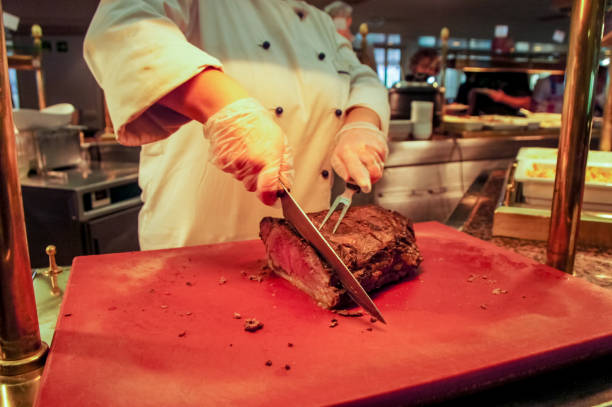 istock The cook cuts the meat 1313517998