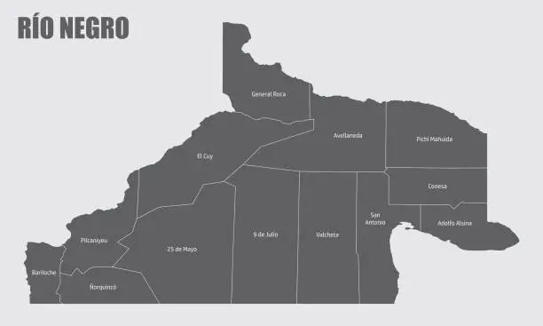 Vector illustration of Rio Negro province administrative map