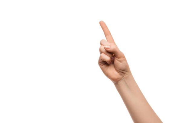 istock A woman's hand shows number one on a white background 1313518522
