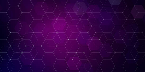 ilustraciones, imágenes clip art, dibujos animados e iconos de stock de patrón de red hexagonal vectorial. - science backgrounds purple abstract