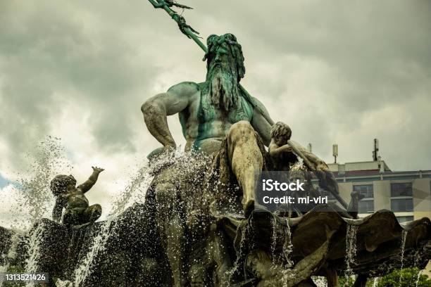 Neptune Fountain On Alexanderplatz In Berlin Germany Stock Photo - Download Image Now