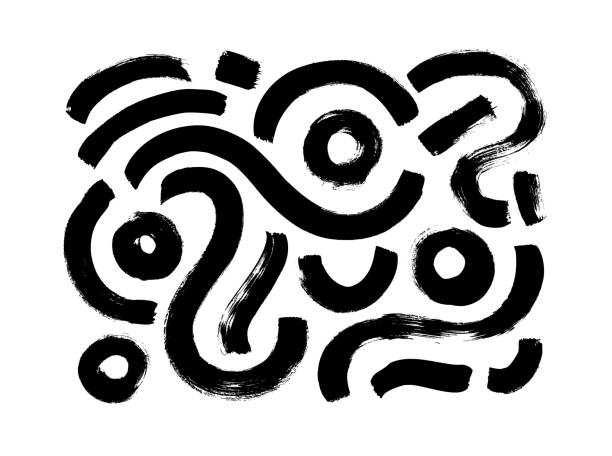 Black paint brush strokes vector collection. Black paint brush strokes vector collection. Hand drawn curved and wavy lines with grunge circles. Chaotic ink brush scribbles decorative set. Messy doodles, bold curvy lines illustration. pap smear stock illustrations