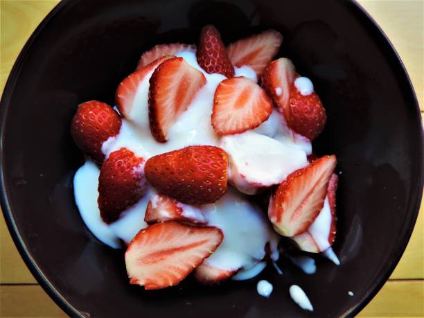 Japan. April. Fresh strawberry with cream.