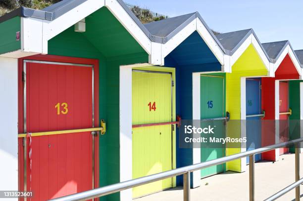 Colorful Huts At The Beach Stock Photo - Download Image Now - Beach, Tradition, Barry Island