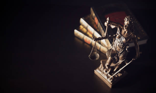istock Lady justice. Statue of Justice in library 1313531795