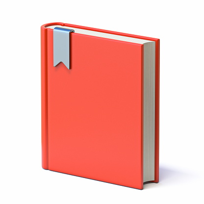 Red book with bookmark ribbon 3D render illustration isolated on white background