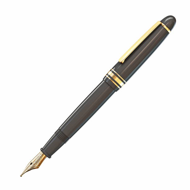 Golden black fountain pen 3D