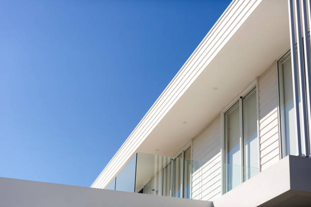 istock Closeup new, modern house, top part, background with copy space 1313532615