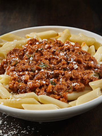 Ground Bison Bolognese with Penne Pasta