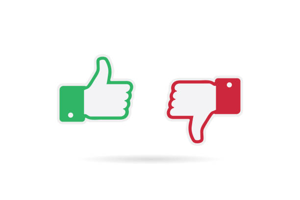 Thumb up and thumb down sign. Yes or No Vector illustration Thumb up and thumb down sign. Yes or No Vector illustration thumbs down stock illustrations