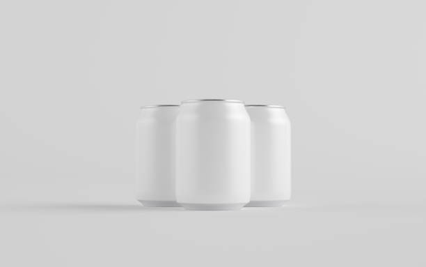 istock 8 oz. / 250ml Stubby Aluminium Beverage Can Mockup - Three Cans. Blank Label 1313556827