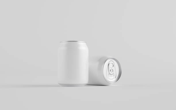 istock 8 oz. / 250ml Stubby Aluminium Beverage Can Mockup - Two Cans. Blank Label 1313556829