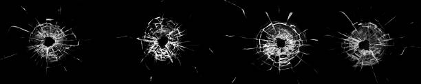 istock Bullet holes in the glass, collage or set. 1313558901