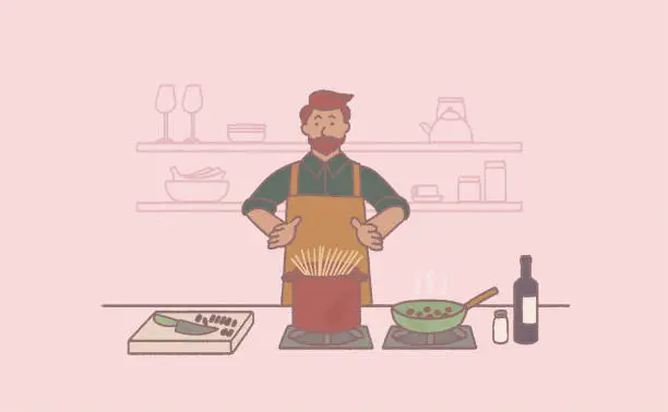 Vector illustration of Cooking at Home