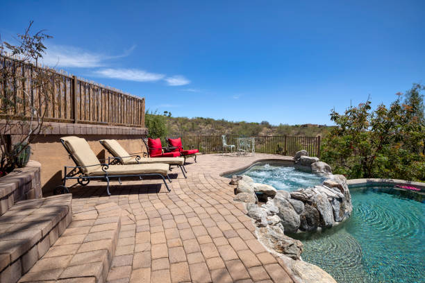 istock Hot tub with waterfall 1313562331