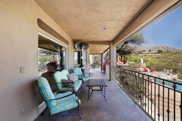 istock Balcony overlooking swimming pool 1313562350