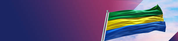 istock Gabon Flag with Office and large Gradient Single Flag 1313564515