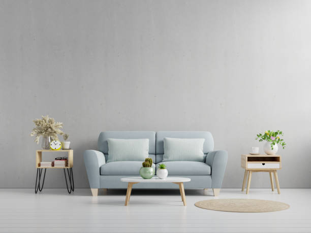 istock Living room interior concrete wall mockup have sofa and decoration. 1313569189