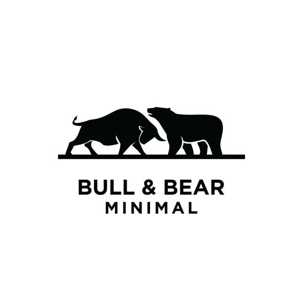 Bear and bull vector logo design players on Exchange and traders on a stock market Bear and bull vector logo design players on Exchange and traders on a stock market wildlife trade stock illustrations