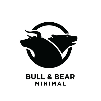 Bear and bull vector logo design players on Exchange and traders on a stock market