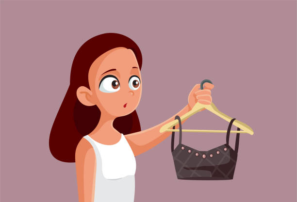 Teen Girl Holding A Crop Top On A Clothing Hanger Stock Illustration -  Download Image Now - Crop Top, Choosing, Bralette - iStock