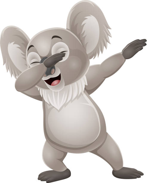 illustrazioni stock, clip art, cartoni animati e icone di tendenza di cartone animato divertente piccolo koala dabbing danza - koala australian culture cartoon animal