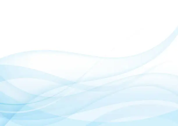 Vector illustration of Wave, Waves, Background, Curved Line, Sea, Wind, Blue, Summer