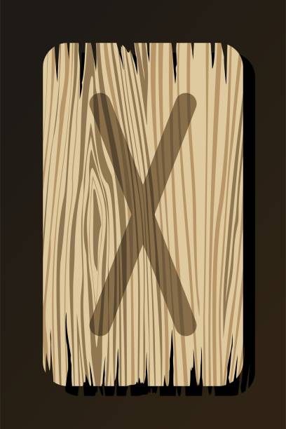 illustrations, cliparts, dessins animés et icônes de isolement sur le gebo blanc de rune en bois - alphabet text wood white background