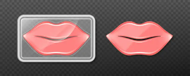 Vector illustration of Lip gel patch, cosmetics product for facial care