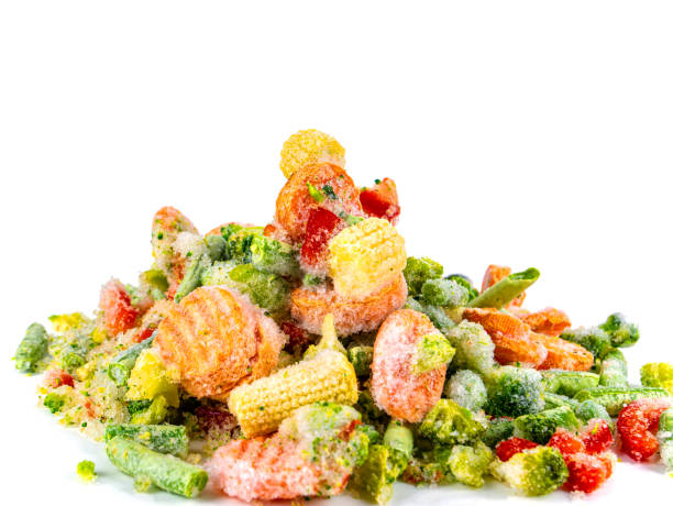 istock Fresh frozen vegetables on a white plate. 1313581453